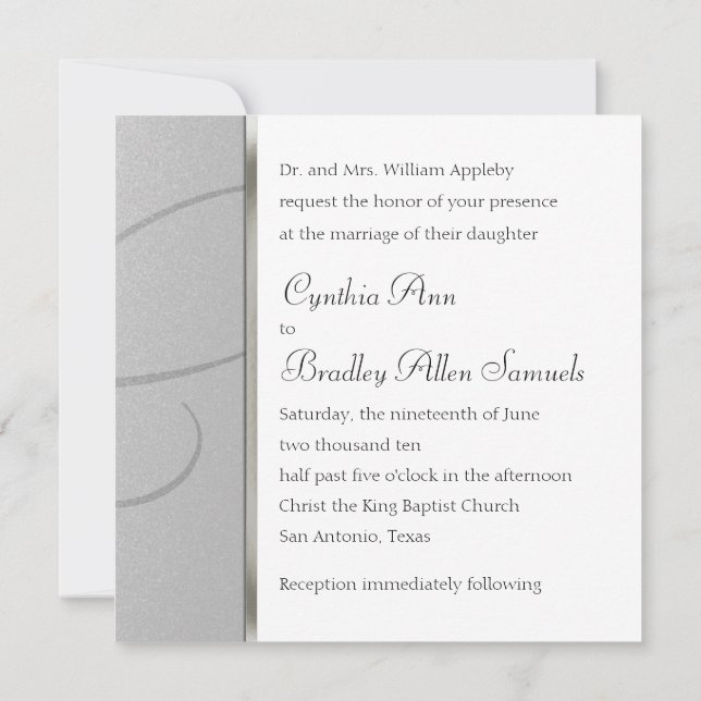 Inbjudan Square Silver Crystal Snowflake (Baksida)