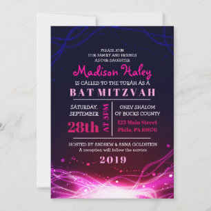 INBJUDAN STARS FUSCHIENS Bat mitzvah inbjudan