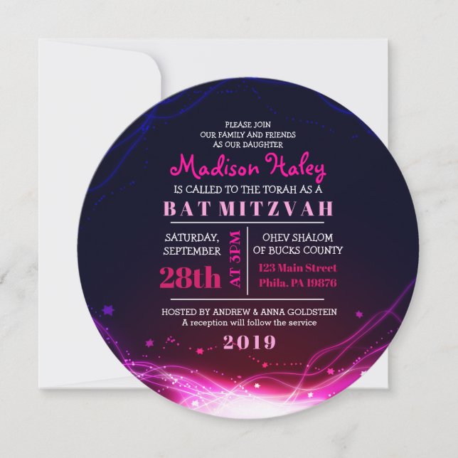 INBJUDAN STARS FUSCHIENS Bat mitzvah inbjudan (Framsida)