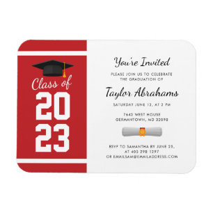 Inbjudan student Red White Studenten 2025 Magnet