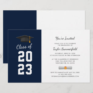 Inbjudan studenten 2025 till marinblått Grad Party