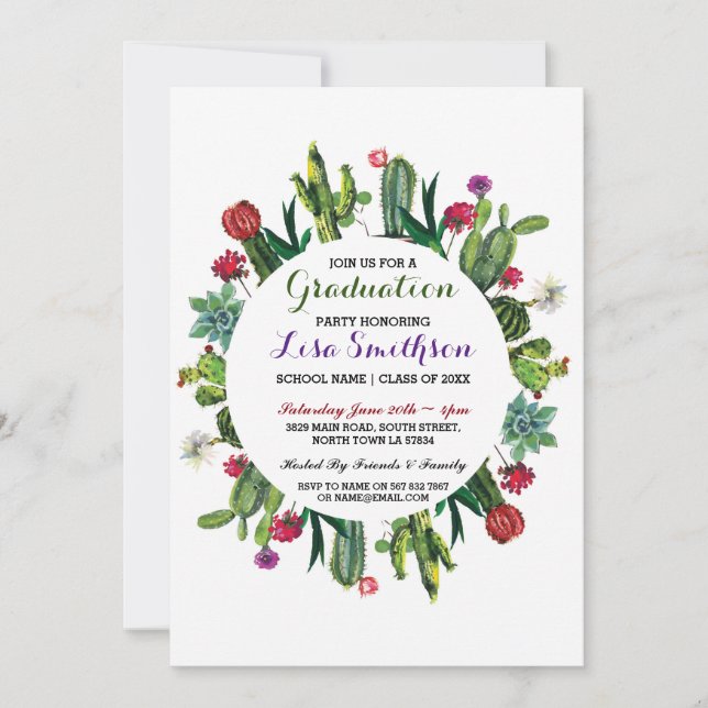 Inbjudan Studenten till Party Fiesta Cactus Inbjud (Framsida)