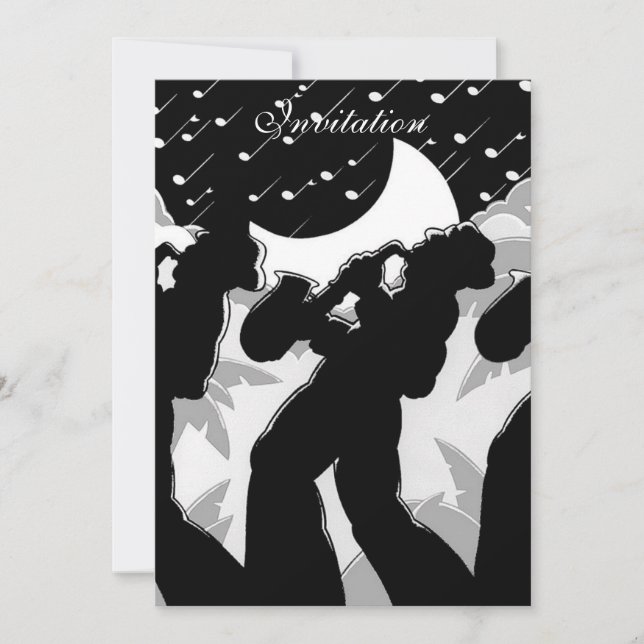 Inbjudan Svart Och Vitt Jazz (Framsida)