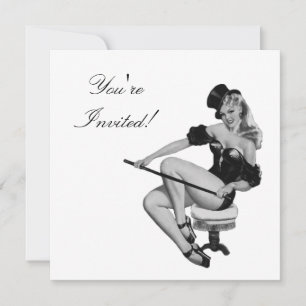 Inbjudan Svart & Vit Stil Pin-Up Flicka 5