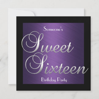 Inbjudan Sweet 16 Birthday Lila Black Silver