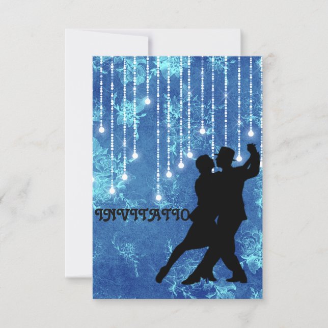 Inbjudan Tango Flamenco Latin Dance Blue (Framsida)