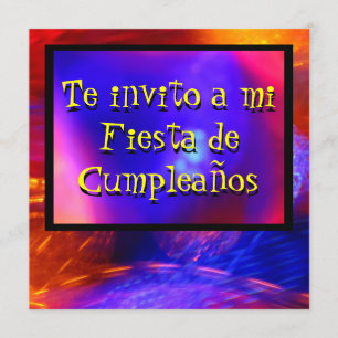 Inbjudan - Te invito a mi Fiesta - Azul y Naranja