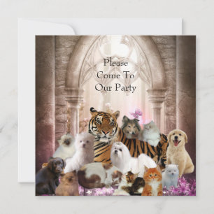 Inbjudan Tiger Hundar Cats Party