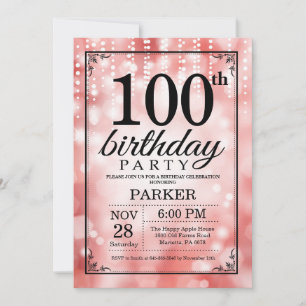 Inbjudan till 100-årsfirande med röd glitter