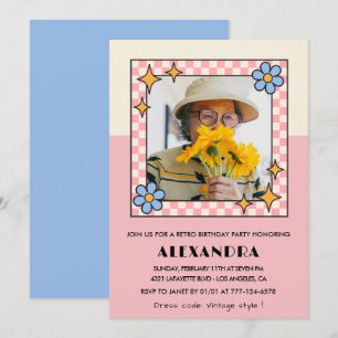 Inbjudan till 100-årsfirande Retro Groovy Rosa