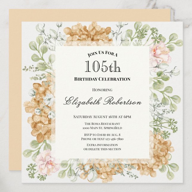 Inbjudan till 105-årsfirande i eleganta höstfärger (Skapare uppladdad)