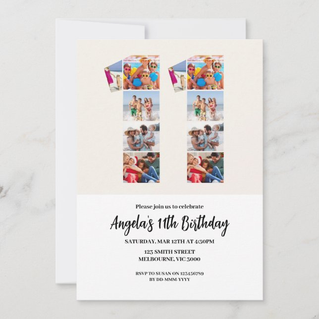 Inbjudan till 11-årsdag - Nummer 11 (Framsida)