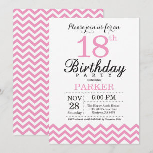 Inbjudan till 18-årsdag Pink Chevron
