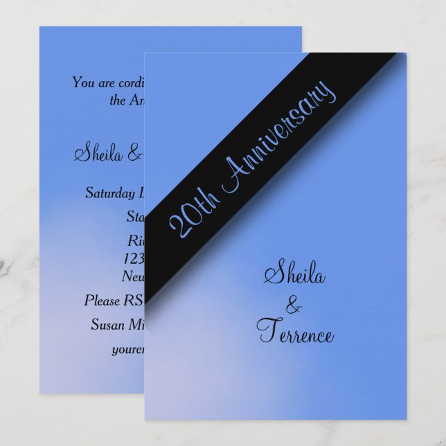 Inbjudan till 20-års bröllopsjubileum (Fram/baksida)