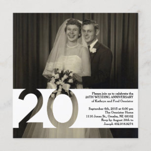 Inbjudan till 20-årsjubileum för bröllop 5,25 x 5,