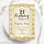 Inbjudan till 21:a födelsedag Party - Guld<br><div class="desc">21:a födelsedagsinbjudan. Elegantens utformning i guld. Funktioner faux glitter guld rand,  snyggt script font och konetti. Perfekt för en glam-födelsedagsfest.</div>
