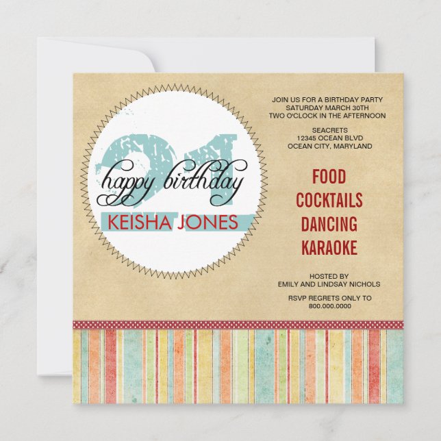 Inbjudan till 21:a födelsedagspartiet (Framsida)