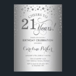 Inbjudan till 21:a födelsedagspartiet - Silver<br><div class="desc">21:a födelsedagsbjudan. Elegantens utformning med faux glitter silver. Skål till 21 år! Berätta om du behöver anpassa dig ytterligare.</div>