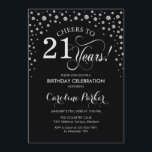 Inbjudan till 21:a födelsedagspartiet - Silver Bla<br><div class="desc">21:a födelsedagsbjudan. Utformning av eleganten med faux glitter silver och svart. Skål till 21 år! Berätta om du behöver anpassa dig ytterligare.</div>