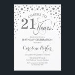 Inbjudan till 21:a födelsedagspartiet - Silver Whi<br><div class="desc">21:a födelsedagsbjudan. Elegantens utformning med faux glitter silver och vit. Skål till 21 år! Berätta om du behöver anpassa dig ytterligare.</div>