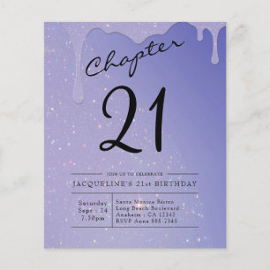 Inbjudan till 21:a födelsedagsskript i Glitter Flygblad