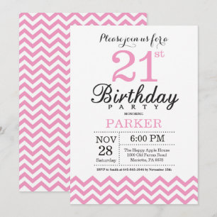 Inbjudan till 21-årsdag Pink Chevron