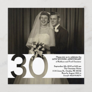 Inbjudan till 30-års bröllopsjubileum 5,25 x 5,25