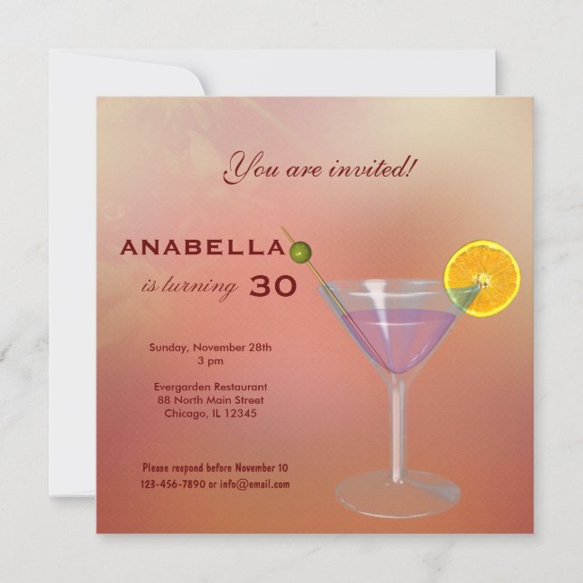 Inbjudan till 30-års cocktailfest (Framsida)