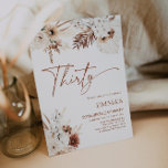 Inbjudan till 30års födelsedag Boho Pampas<br><div class="desc">Boho Birthday-inbjudningar är perfektens sätt att meddela din födelsedag till dina gäster. Varje födelsedagsinbjudan har en komplicerad utformning av blommigten och en vacker typografi i neutralt färg, inklusive terracotta, beige och ärliga toner. De kommer säkert att imponera på dina gäster och ange tonen för din speciella dag. Terracotta-födelsedagsinbjudningar finns också...</div>