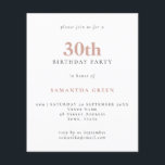 Inbjudan till  30års födelsedag för enkel text<br><div class="desc">Budget Simple Text  30års födelsedag-inbjudan. Ett värde för pengarna som är mindre än 4, 5 x 5, 6 tum och som är standard för alternativet med halvglans,  vilket rekommenderas för inbjudningar och är en liknande tjocklek som ett vykort. Sateringsalternativet är mycket tunnare pappert för djurutrymmen.</div>