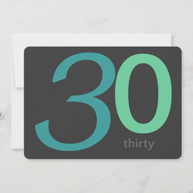 Inbjudan till 30års födelsedag för kol och blå Anp (Framsida)