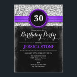 Inbjudan till 30års födelsedag - Lila Black Silver<br><div class="desc">Utformning av Eleganten för inbjudan till 30års födelsedag i svart och faux glitter silver med en antydan om lila. Perfekt för en kvinnas trettionde födelsedagsfest. Kan också anpassas för vilket år som helst!</div>