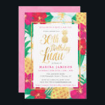 Inbjudan till 30års födelsedag Luau | Rosa och Gul<br><div class="desc">Inbjudningar till rosa & guld 30års födelsedag luau med roligt,  tropiska blommor och ananas av söt,  med accenter från guld. Perfekt för ett luau temed 30års födelsedag bash!</div>