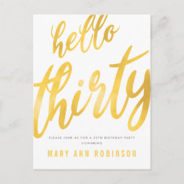 Inbjudan till 30års födelsedag-part av guldtyp