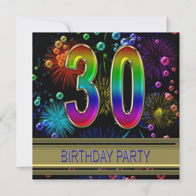 Inbjudan till 30års födelsedag-part med bubblor (Framsida)