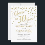 Inbjudan till 30års födelsedag-partiet - Guld Whit<br><div class="desc">Partiinbjudan till 30års födelsedag för kvinnor eller manar. Elegant inbjudan kort med i glitter silver och vitt. Har skript-typsnitt och -konfiguration. Skål för 30 år! Perfekt för en glam-bday firande.</div>