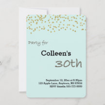 Inbjudan till 30års födelsedag Personlig Guld Glit