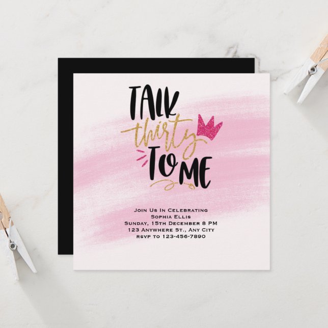 Inbjudan till 30års födelsedag, prata trettio med  (Fram/Back In Situ)