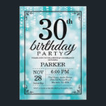 Inbjudan till 30års födelsedag Teal Glitter<br><div class="desc">Inbjudan till 30års födelsedag med Teal String Ljus med Teal Glitter-bakgrund. Teal Birthday. Vuxen födelsedag. Manar eller Women Bday Inbjudan. 13:e 15:e 16:e 18:e 20:e 30:e 40:e 60:e 70:e 80:e 90:e 100:e, oavsett ålder. Om du vill göra ytterligare anpassningar klickar du på knappen Anpassa och användor verktygen som är utformat...</div>