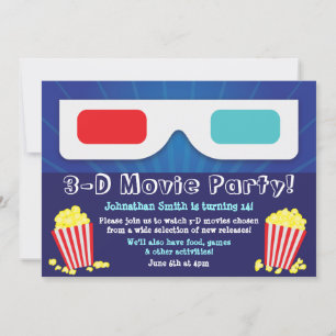 Inbjudan till 3D Movie Party på födelsedagen