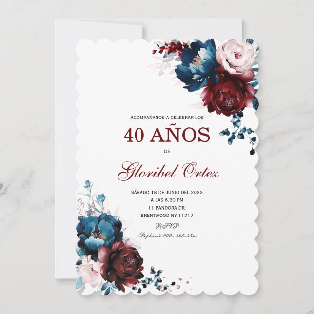Inbjudan till 40-årsfirande kvinna Invitation (Framsida)