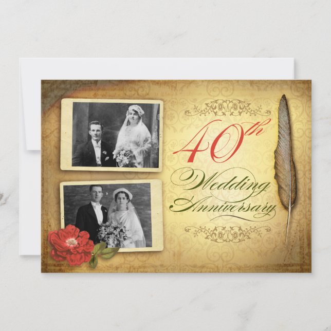 Inbjudan till 40-årsjubileum med foton (Framsida)