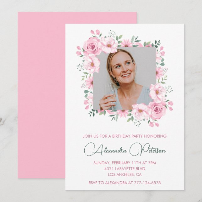 Inbjudan till 45-årsfirande Foto Boho Elegant (Fram/baksida)