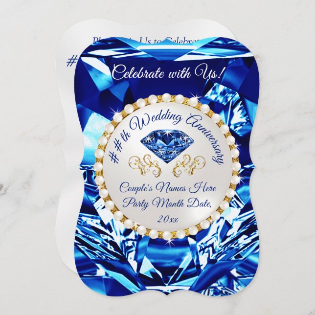 Inbjudan till 45- eller 65-års bröllopsjubileum, (Fram/baksida)