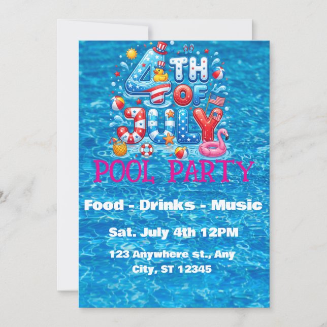 Inbjudan till 4 juli-poolparty (Framsida)