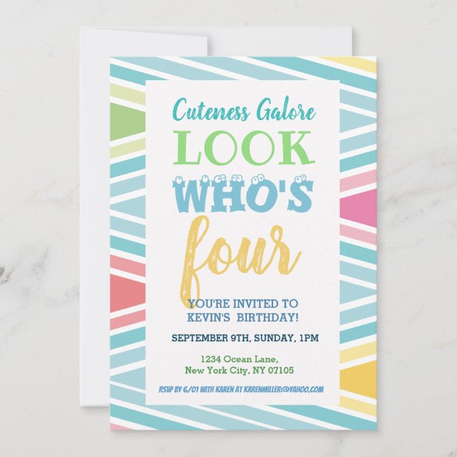 Inbjudan till 4e födelsedagen Ord (Framsida)