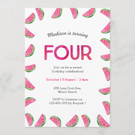 Inbjudan till 4e födelsedagen | tropiska vattenmel