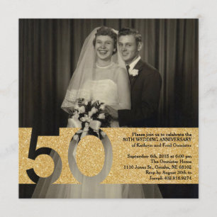 Inbjudan till 50-års bröllopsjubileum 5,25 x 5,25