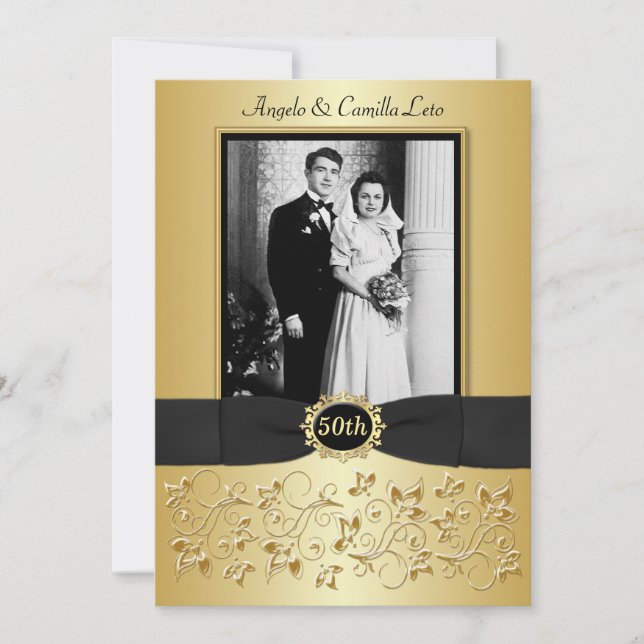 Inbjudan till 50-års bröllopsjubileum med fotomall (Framsida)