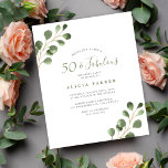Inbjudan till 50-årsdagars elegant för budgetpost<br><div class="desc">Rustik modern minimalistisk vattenfärgsmodell eukalyptus greenery foliage 50:e (eller någon ålder) vuxen födelsedagsfest BUDGET, prisvärd inbjudan. LÄS DETTA INNAN DU KÖPER! Detta är ett budgetöverkomligt kort som är tryckt på ett pappert lakan (varje lakan har ett kort). För att få bästa prisa kvalitet rekommenderar vi att du väljer den pappra...</div>